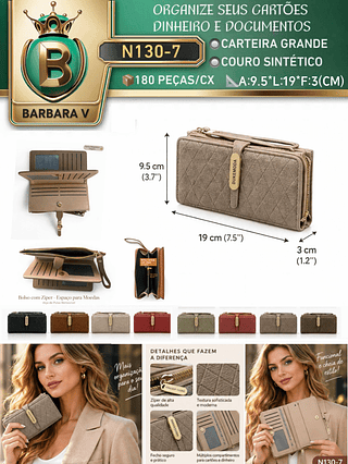 Carteira GRANDE feminina 3 peças cor aleatório/cada peça R$18.00（Dica ‼️Este anúncio possui compra kit ou em pacote)