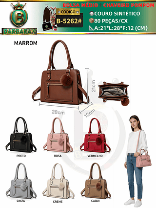 bolsa médio com chaveiro pompom (Dica‼️Este anúncio a compra avulso ou em pacote）