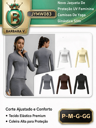Novo Jaqueta De Proteção UV Feminina Camisas De Yoga Ginástica Stim pacote com 24 peças cor e tamanho sortido cada peça R$43