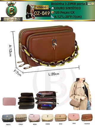 Bolsinha com 3 zíper （Dica ⚠️Este anúncio possui compra avulsa ou em pacote）