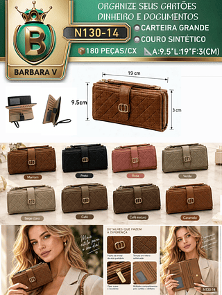 Carteira GRANDE feminina 3 peças cor aleatório/cada peça R$18.00（Dica ‼️Este anúncio possui compra kit ou em pacote)