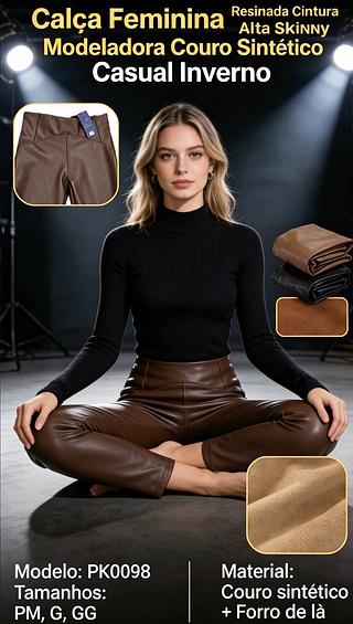 Pacote 24 peças cor e tamanho sortido Calça Disco Cirrê Hot Pants Encorpada Detalhe Em Botão Legging Cintura Alta Moda Feminina Tendência Cada peça R$48