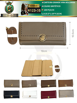 Carteira GRANDE VIRA BOLSINHA feminina 3 peças cor aleatório/cada peça R$18.00（Dica ‼️Este anúncio possui compra kit ou em pacote)