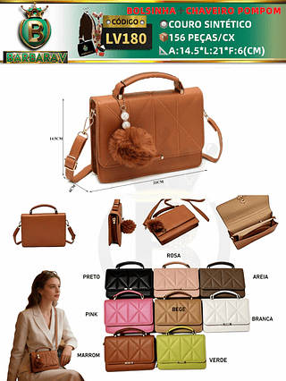 Bolsinha feminina com chaveiro pompom (Dica‼️Este anúncio a compra avulso ou em pacote)