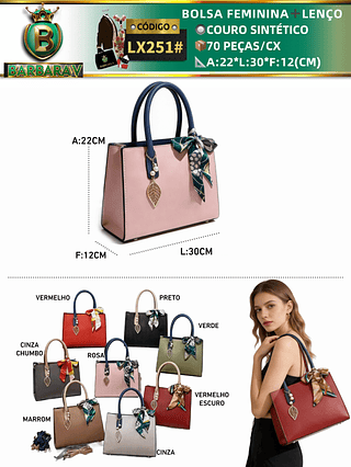 Bolsa feminina com lenço (Dica‼️Este anúncio possui compra avulsa ou em pacote)