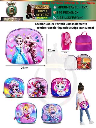 Bolsa Termica Infantil Lancheira 3D Brilhante Proteção MEMINA /cada peça R$22(Dica‼Este anúncio 3 Peças tampa Aleatório ou em pacote)