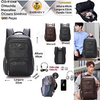 BARBARA V BOLSAS/Mochila de masculino cabo USB ,cabo P2/COURO SINTETICO/pacote com 15 peças cor sortido/Cada peça R$55.00