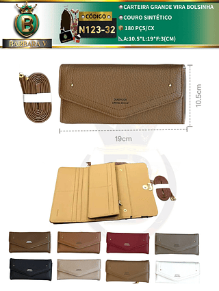 Carteira GRANDE VIRA BOLSINHA feminina 3 peças cor aleatório/cada peça R$18.00（Dica ‼️Este anúncio possui compra kit ou em pacote)