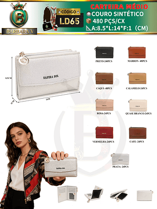 Carteira médio feminina 3 peças cor aleatório/cada peça R$15.00 （Dica ⚠Este anúncio possui compra KIT ou em pacote）