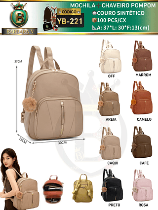 Mochila feminina com chaveiro pompom （Dica ‼️Este anúncio possui compra KIT ou em pacote）