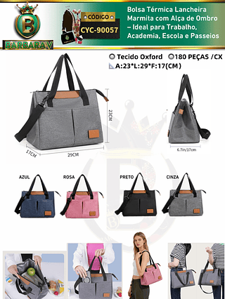 Bolsa Térmica Lancheira Marmita com Alça de Ombro Ideal para Trabalho, Academia, Escola e Passeios(Dica‼️Este anúncio a compra avulso ou em pacote）