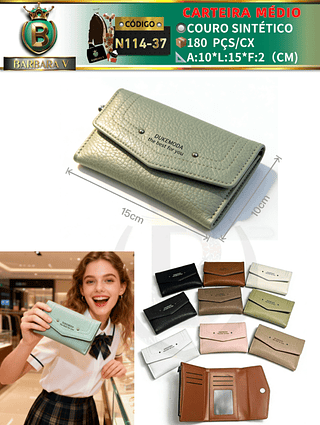 Carteira médio feminina 3 peças cor aleatório/cada peça R$16.00 （Dica ⚠Este anúncio possui compra KIT ou em pacote）