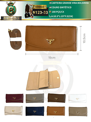 Carteira GRANDE VIRA BOLSINHA feminina 3 peças cor aleatório/cada peça R$18.00（Dica ‼️Este anúncio possui compra kit ou em pacote)