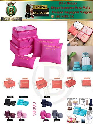 Kit 6 Bolsas Organizadoras Para Mala Roupas Bagagem Viagem⚠️3 kits cor aleatório cada kit R$15.00（Dica ⚠️Este anúncio possui compra avulsa ou em pacote）