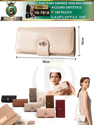 Carteira GRANDE VIRA BOLSINHA feminina 3 peças cor aleatório/cada peça R$18.00（Dica ‼️Este anúncio possui compra kit ou em pacote)