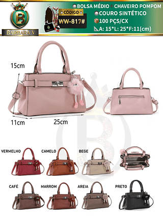 bolsa médio feminina com chaveiro pompom （Dica ‼️Este anúncio possui compra KIT ou em pacote）