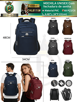 MOCHILA UNISEX Com fechadura de senha(Dica‼️Este anúncio possui compra avulsa ou em pacote)