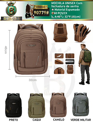 MOCHILA UNISEX Com fechadura de senha com CABO USB/P2(Dica‼️Este anúncio a compra avulso ou em pacote）