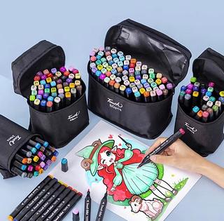 ￼CORES 24/36/48/60/80/168 PEÇAS/KIT Caneta Marcadora De Ponta Dupla Conjunto De Canetas De Aquarela Especial