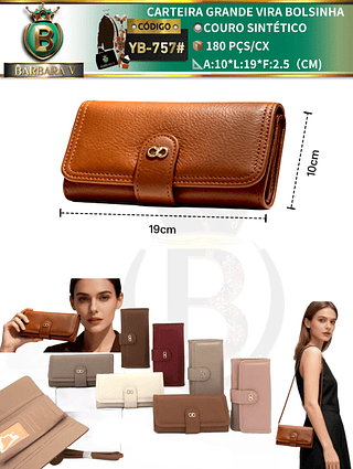 Carteira GRANDE VIRA BOLSINHA feminina 3 peças cor aleatório/cada peça R$18.00（Dica ‼️Este anúncio possui compra kit ou em pacote)