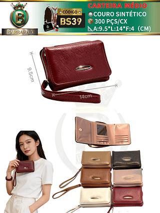 Carteira médio feminina 3 peças cor aleatório/cada peça R$16.00 （Dica ⚠Este anúncio possui compra KIT ou em pacote）