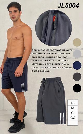 PACOTE 24 peças tamanho e cor sortido BERMUDAS ESPORTIVAS ALTA QUALIDADE | 3 LISTRAS & BOLSOS ZIPER/Cada peça R$25