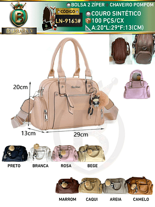 Bolsa feminina 2 zíper com chaveiro pompom （Dica ‼️Este anúncio possui compra KIT ou em pacote）