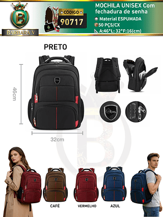 MOCHILA UNISEX Com fechadura de senha(Dica‼️Este anúncio a compra avulso ou em pacote）