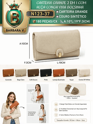 Carteira GRANDE VIRA BOLSINHA feminina 3 peças cor aleatório/cada peça R$18.00（Dica ‼️Este anúncio possui compra kit ou em pacote)