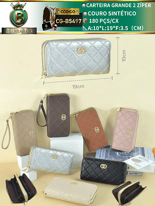 Carteira grande feminina com 2 ziper 3 peças cor aleatório/cada peça R$18(Dica‼️Este anúncio possui compra avulsa ou em pacote)