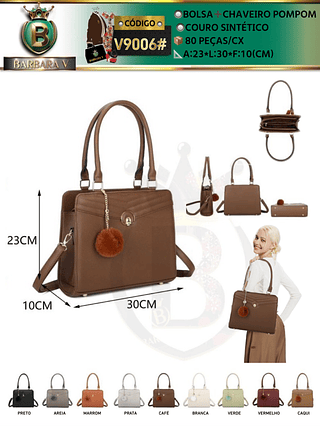 Bolsa com chaveiro pompom（Dica ⚠️Este anúncio possui compra avulsa ou em pacote）