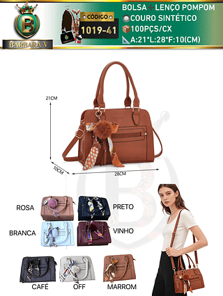 Bolsa médio feminina com lenço pompom(Dica‼️Este anúncio a compra avulso ou em pacote）