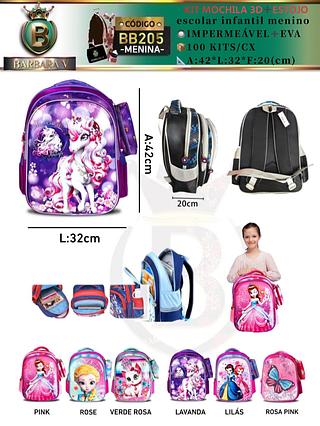 KIT MOCHILA 3D+ ESTOJO escolar infantil menina（Dica‼️Este anúncio possui compra avulso ou em pacote）