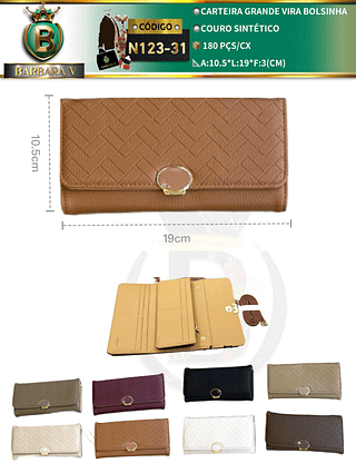 Carteira GRANDE VIRA BOLSINHA feminina 3 peças cor aleatório/cada peça R$18.00（Dica ‼️Este anúncio possui compra kit ou em pacote)