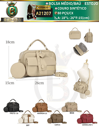 bolsa médio feminina com estojo （Dica ‼️Este anúncio possui compra KIT ou em pacote）