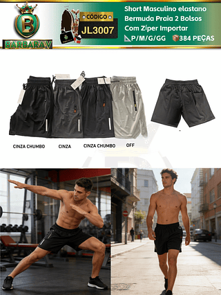 Short Masculino elastano Bermuda Praia 2 Bolsos Com Zíper Importar（Dica ‼️Este anúncio possui compra KIT ou em pacote）