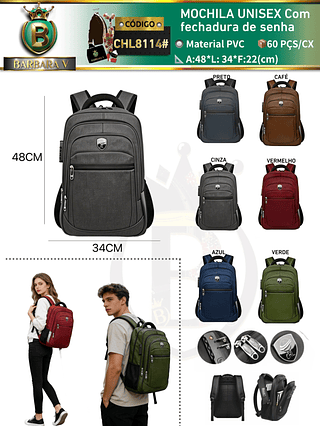 MOCHILA UNISEX Com fechadura de senha(Dica‼️Este anúncio possui compra avulsa ou em pacote)