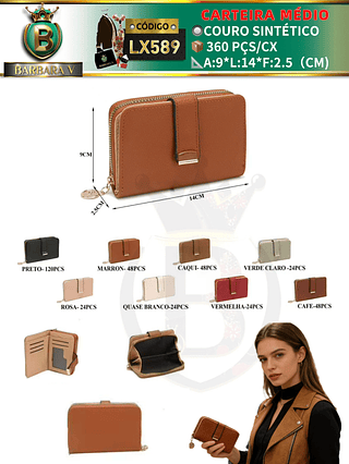 Carteira médio feminina 3 peças cor aleatório/cada peça R$15.00 （Dica ⚠Este anúncio possui compra KIT ou em pacote）
