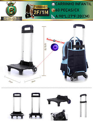 Carrinho Para Mochila Escolar Com Trava Universal Em Alumínio (Dica‼️Este anúncio possui compra avulso ou em pacote）