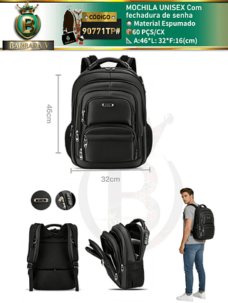 MOCHILA UNISEX Com fechadura de senha com CABO USB/P2(Dica‼️Este anúncio a compra avulso ou em pacote）