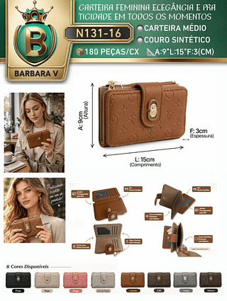 Carteira medio feminina 3 peças cor aleatório/cada peça R$17.00（Dica ‼️Este anúncio possui compra kit ou em pacote)