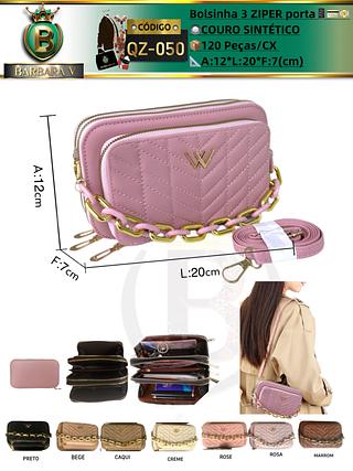 Bolsinha com 3 zíper （Dica ⚠️Este anúncio possui compra avulsa ou em pacote）