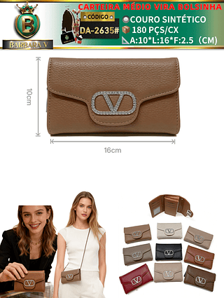 Carteira médio feminina vira Bolsinha 3 peças cor aleatório/cada peça R$18.00 （Dica ⚠Este anúncio possui compra KIT ou em pacote）