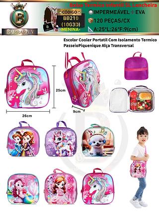 Bolsa Termica Infantil 5L Lancheira 3D Brilhante Proteção MEMINA /cada peça R$22(Dica‼Este anúncio 3 Peças tampa Aleatório ou em pacote)