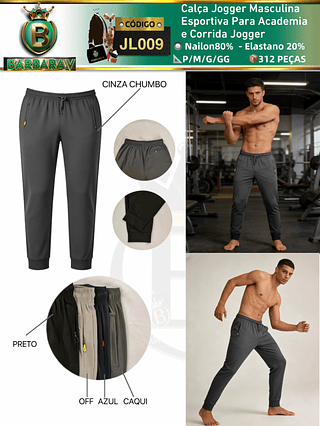 3 peças Calça Jogger Masculina Esportiva Para Academia e Corrida Jogger（Dica ‼️Este anúncio possui compra KIT ou em pacote）