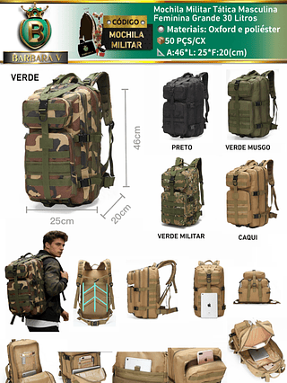 Mochila Militar Tática Masculina Feminina Grande 30 Litros(Dica‼️Este anúncio a compra avulso ou em pacote）