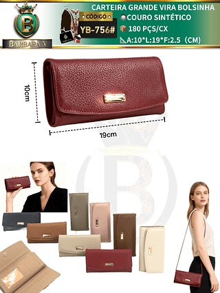 Carteira GRANDE VIRA BOLSINHA feminina 3 peças cor aleatório/cada peça R$18.00（Dica ‼️Este anúncio possui compra kit ou em pacote)