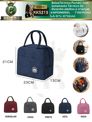 Kit 3 peças cor aleatório BolsaTérmica Portátil Com Isolamento Térmico cada peça R$8（Dica ‼️Este anúncio possui compra KIT ou em pacote）