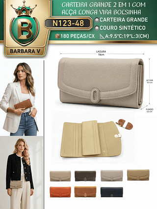 Carteira GRANDE VIRA BOLSINHA feminina 3 peças cor aleatório/cada peça R$18.00（Dica ‼️Este anúncio possui compra kit ou em pacote)