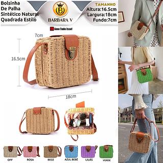 Bolsinha PALHA quadrada pacote com 15 peças cor sortido/Cada peça R$35,00